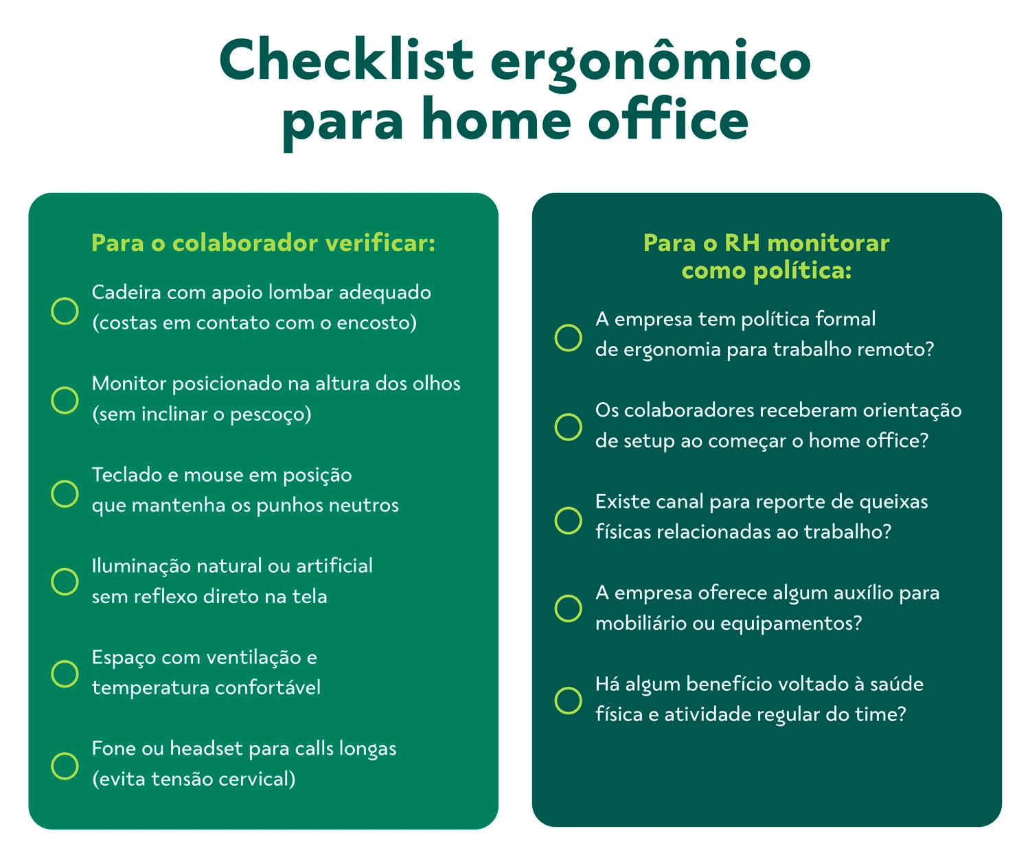 Checklist ergonômico para home office